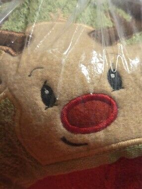 Kids Holiday Reindeer Hooded Towel - Red and Tan